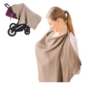 Neutral Tan Nursing Cover & Stroller Blanket for Kids